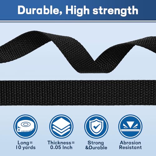3/4" Buckles and Straps Set: 10 Yards of Thick Nylon Webbing, 10-Pack Quick Side Release Adjustable Plastic Buckles, 20 Tri-Glide Slide Clips 10 Metal D Rings (3/4 Inch Combo Set) - size: 3/4" 10 Pcs Buckle Set