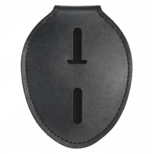 Police Badge Holder, Sheriff Badge Holder, Cowhide Universal Badge Holders, Metal Clip and Chain Included, Law Enforcement, Oval - color: Oval