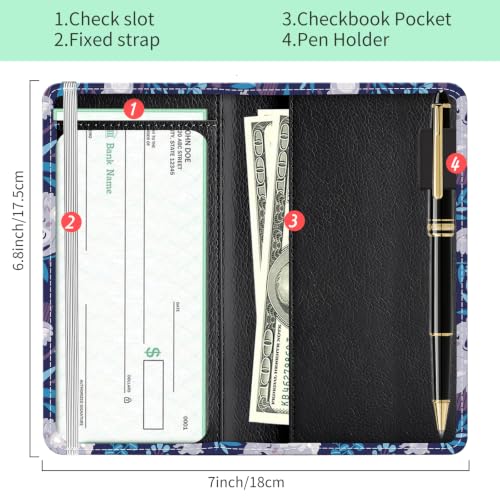 Checkbook Cover for Personal Checkbook, Cute Pu Leather Check Book for Women & Men, Slim Checkbook Holder with Pen Holder and Built-in Clear Plastic Divider, Blue Koala - color: Blue Koala