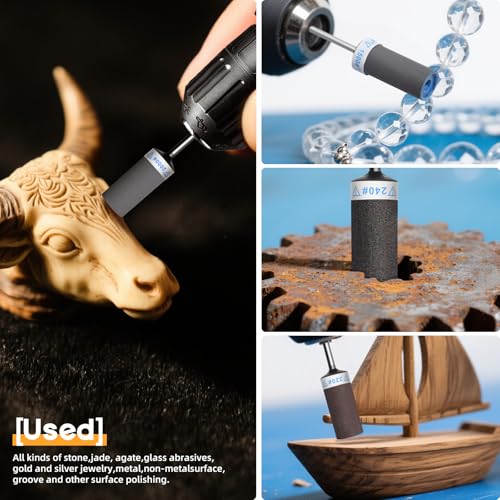 28Pcs Sanding Drums Sandpaper Sticks Set for Dremel Rotary Tool with 1/8" Shank, 180/240/320/600/1000/1500/2000 Grits Different Meet More Needs for Metal Rust Removal/Stone Grinding/Jade Polishing - size: 180-2000 Grit Mixed