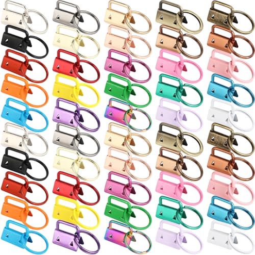 Landical 50 Pcs Key Fob Hardware Set 1 Inch with Rings for Wristlet