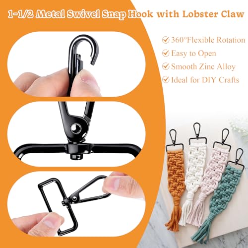 1-1/2 Inch D Ring Swivel Lobster Claw Clasps, 28 Pcs Lobster Claw Swivel Clasps Metal Lobster Lanyard Clasp Keychain Clips Hook for DIY Crafts Keychain Purse Handbag Making(Black) - color: Black