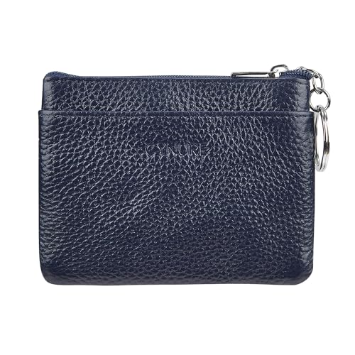 Women Genuine Leather Coin Purse Small Keychain Change Wallet - color: Navyblue, size: One Size