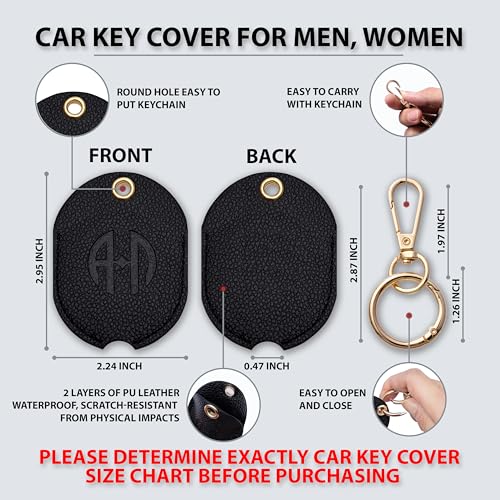 Leather Key Cover for Broken Car Key Loop Replacement | Double-Layer PU Leather Protects Car Keys from Scratches and Damage - color: Extra Large-black02