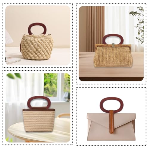 2PCS 6.69 Inch Wooden Oval Shaped Purse Handles Replacement for Handmade Bags Smooth Wood Handbag Decorative Handles Purse Making Supplies for Crochet Knitting Crafting DIY Beach Bag(Brown)