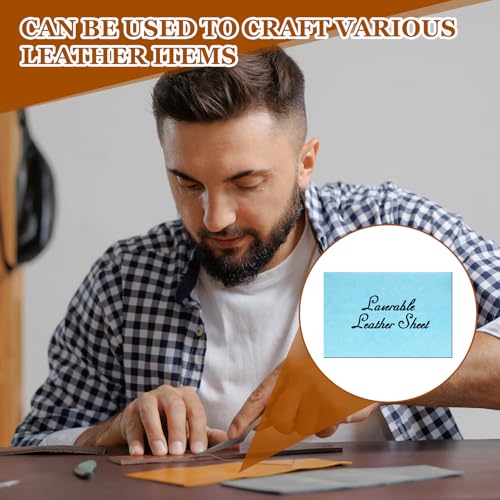 HARFINGTON Laserable Leather Sheets 18" x 12" x 0.04" Non-Adhesive Engraving Leatherette Sheets Laserable Leather Hat Patch for DIY Caps Jackets Backpacks Clothing, Light Blue/Black - color: Light Blue/Black