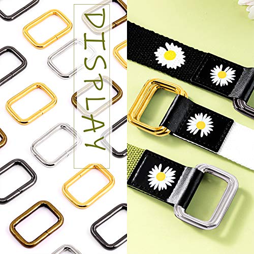 Swpeet S1175 60Pcs Heavy Duty 1 Inch / 25mm Metal Rectangle Ring, Webbing Belts Buckle Metal Rings for for Belt Bags DIY Accessories Keychains Belts and Dog Leash - Sliver, Bronze, Gold, Gun-Black - style: Metal Rectangle Ring