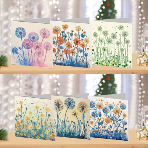 DDGYP 6pcs Diamond Art Cards with Envelopes for Birthday & Daily Greetings - color: Green