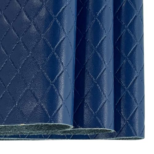 Diamond Quilted Pattern Artificial Faux Leather 11.8x53inch (30x135cm) Super Soft Craft Supplies Synthetic Leather DIY Hair Bows, Handbags and Craft Supplies (Dark Blue) - color: Dark Blue