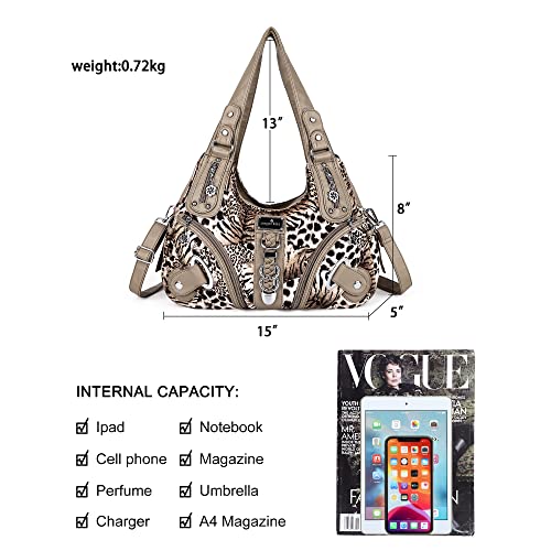 Angelkiss Hobo Purses and handbags for Women Satchel Handbag Women Purses Large Daily Shoulder Bags - color: Brown/Beige
