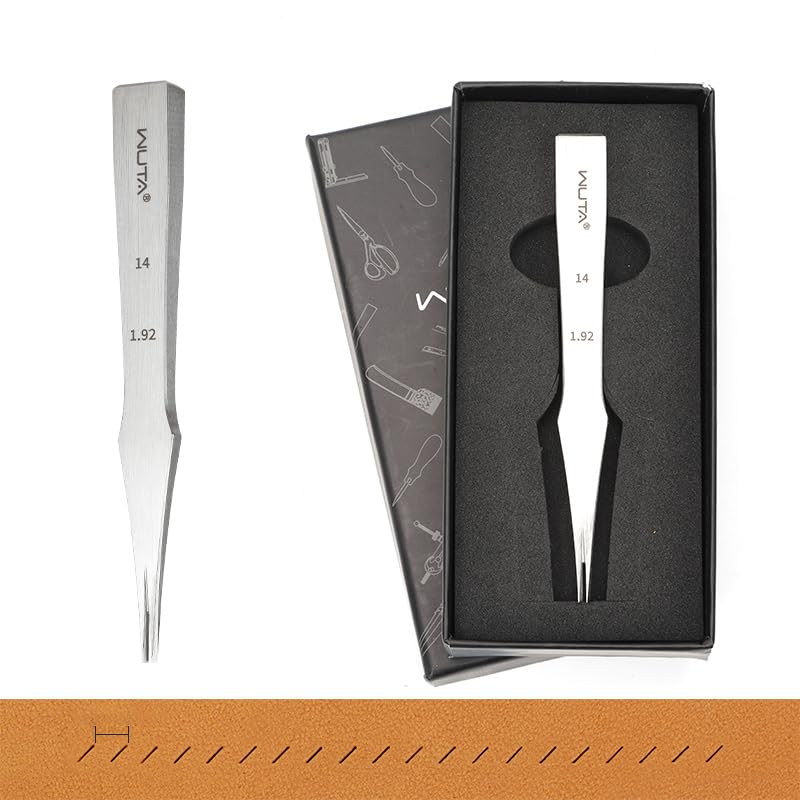 WUTA Leather Chisel All-Polished Die-Steel Puncher French Style Pricking Iron Sharp Leather Punching (Obverse, 1.92 mm 2Teeth) - color: Obverse, size: 1.92 mm 2Teeth