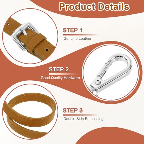 uxcell Genuine Leather Purse Strap, 41.7"-51.2" Adjustable Crossbody Replacement Straps 1" Width for Women Handbags Shoulder Bag (Light Brown, Silver Buckle) - color: Light Brown, Silver Buckle