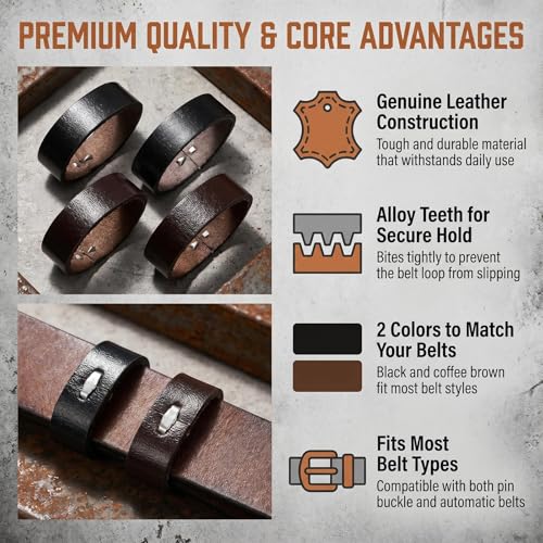 6 Pcs Black & Brown Leather Belt Loop Keeper