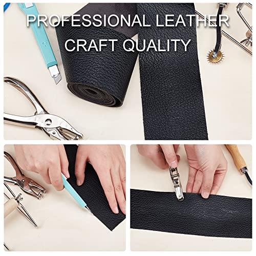 PH PandaHall 3 Inch Leather Blank Belt 2.1 YardsImitation Leather Cord Black Leather Belt Strip Grain Leather Strap Flat Leather Belt Blank for DIY Arts Craft Projects Clothing Jewelry Wrapping, Black