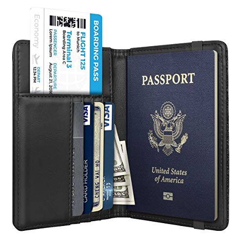 Coco Rossi Passport Holder Cover RFID Cute Slim Travel Wallet Women | Travel Essentials, Passport Book Holders, Passport Cover Case, PU Leather, Thin Card Holder, Spliced Design, Black Flower - color: Black Flower