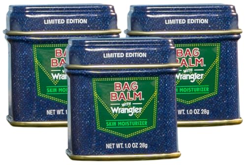 Bag Balm Vermont's Original Skin Moisturizer - Full Body Hydrating Skin Care: Dry Hands, Lips, Face, Feet & More - Unscented, Cruelty & Paraben Free - Day & Night, Men & Women (Wrangler, 3-Pack) - size: 1 Ounce (Pack of 3)