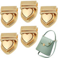 5 PCS Heart Tuck Lock Clasp Heart Shaped Purse Closure Catch Purse Thumb Lock Purse Buckle Fasteners Wallet Buckle Purse Tongue Lock Metal Clasp Locks for DIY Craft Wallet Bag Leather Handbags Making
