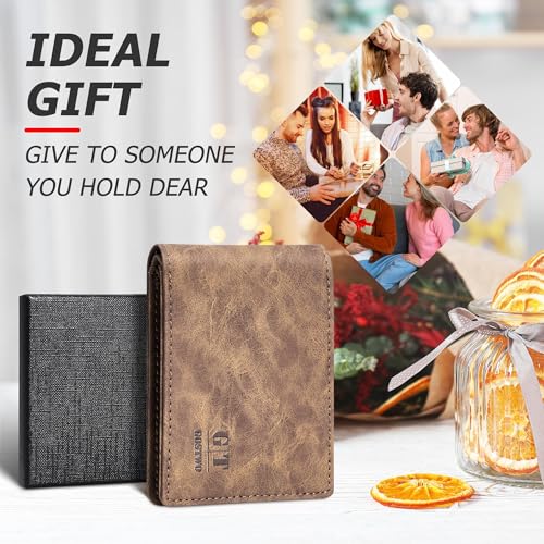 Gostwo RFID Blocking Bifold Wallet for Teen Boys & Men, Credit Card Holder - color: Brown Vintage