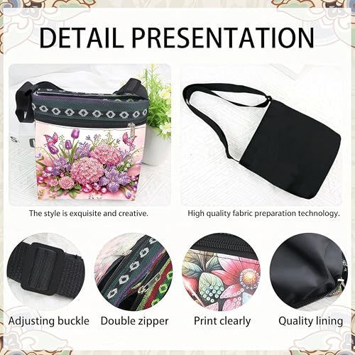 DDGYP Diamond Art Kits for Adults - DIY Diamond Painting Crossbody Bag | PU Leather Butterfly Purse, Craft Kits for Adults Women, Small Art Bag for Daily Use - color: Butterfly Flower 1