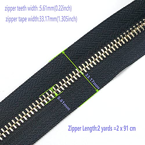 #5 Metal Zippers by The Yard Bulk 2 Yards Black Tape with 10 pcs Sliders Black Nickel Teeth Handmade Zipper for Sewing Craft Bag Backpack, Wallets, Purses Leekayer - color: Black nickel