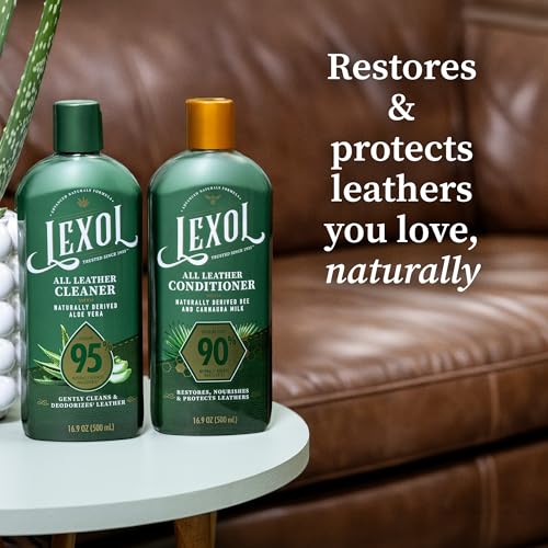 Lexol All Leather Care Kit - 5-Piece Natural Leather Cleaner & Conditioner with Aloe Vera, Bee Milk, Cloths & Brush for Car Seats, Furniture, Jackets, Bags & Boots, Gift for leather lovers - style: Lexol Natural Kit