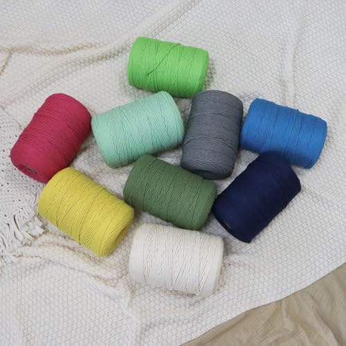 Macrame Cord 3mm x 328yards, Soft Colored Macrame Rope, Natural Cotton Cord for Plant Hangers, Wall Hanger, Decorative Projects(Black) - color: Black, size: 3mm×328Yards