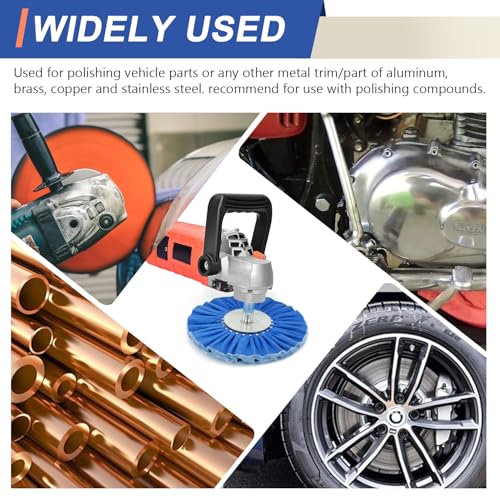 Airway Buffing Wheel Kit (1 Pc White, 1 Pc Orange, 1 Pc Blue, 1 Pc Yellow),8" Diameter, 5/8" Arbor Hole, 12 Ply, for Aluminum Wheels, Tanks & Metal Mirror Polishing, for Angle Grinder, 4 Pcs - color: Multi 4pcs, size: 12plys