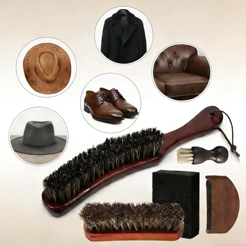5 Pcs Felt Cowboy Hat Cleaning Brush Set, Horsehair Clothes Shoe Brush Kit