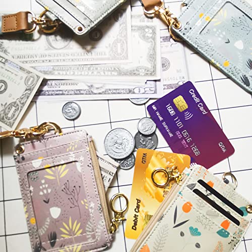 bolimoss Wallet Lanyard for id Badges for Women,Fashion Badge Holder with Zipper（Autumn Sunflower） - color: Autumn Sunflower
