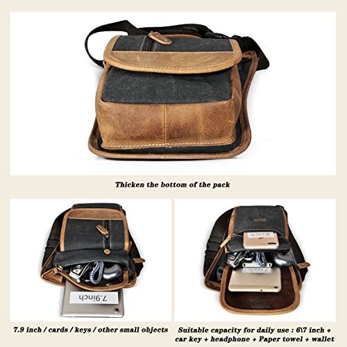 Water Resistant Canvas + Leather Motorcycle Travel Fanny Waist Pack Drop Thigh Leg Bag Pouch For Men Women FB913-5 - color: Y-3112-black