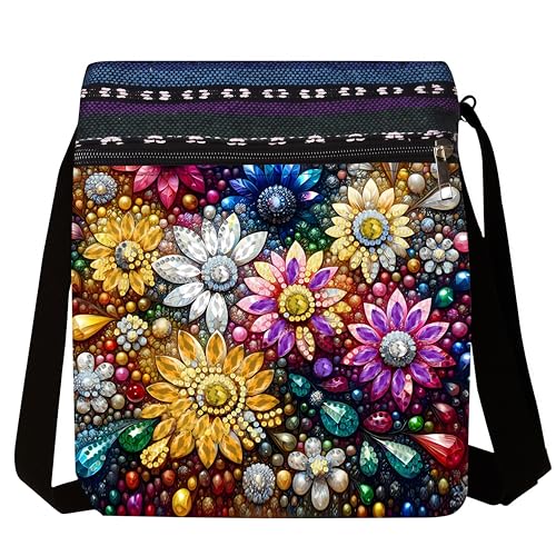 LSQFS DIY Diamond Painting Crossbody Bag, Diamond Art Kits for Adults, Colorful Floral Gem Art Purse, Craft Kits for Women with Adjustable Strap - color: Flower 4