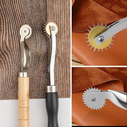 2 PCS Tracing Wheel, Professional Perforator Tool with Wooden Handle, Tracing Wheel Sewing Tool Point Sewing Tracing Wheel for Sewing Patterns for Arts and Leather Crafts