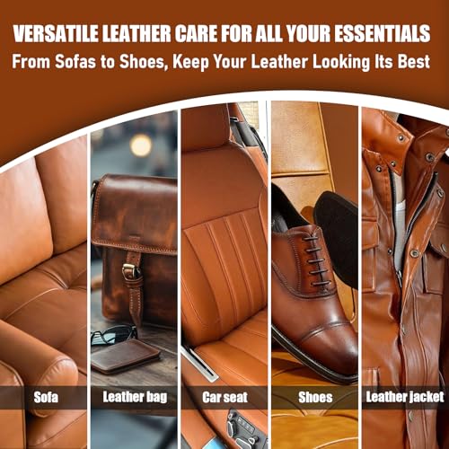 Leather Cleaner and Conditioner Kit – 2×16oz | Leather Cleaner for Car Seats, Furniture, Couches, Shoes & Boots | pH-Balanced, Non-Greasy, Restores & Protects All Leather