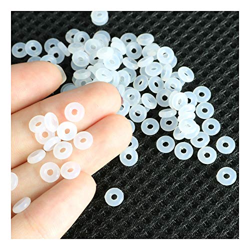 100-Pack Rubber Stopper Spacer Transparent O Rings,Jewelry Findings Making End Clasp Beads Gasket for Bracelet Necklace DIY Handmade Craft Accessories OD6mm, ID2mm - color: Transparent