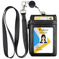 Teskyer ID Badge Holder with Retractable Lanyard, Lanyard Wallet, Black - color: Black #02, size: 3.1" x 4.7"