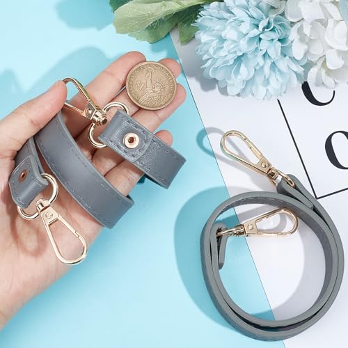 GORGECRAFT 2Pcs 47cm Leather Purse Strap Gray Short Shoulder Bag Straps Replacement Imitation Leather Bag Handles with Golden Alloy Swivel Clasps for Underarm Bag Handbag Tote Satchel Purse Making - color: Gray