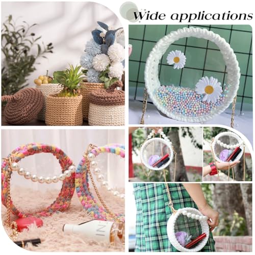 CRASPIRE 6Pcs Acrylic Crochet Basket Bottom Weaving Board 4 Inch Round Clear Front Back Panel Board Knitting Shaper Bag Making Supplies Pad Round Circle with Holes for DIY Crochet Handbag Accessories