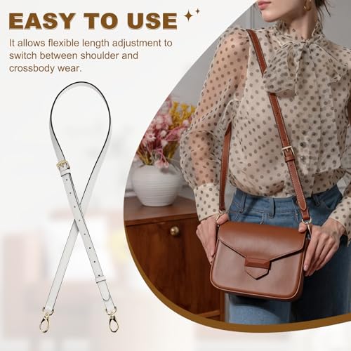 MECCANIXITY Leather Purse Strap, Adjustable Shoulder Strap Replacement for Handbag Crossbody Bags - color: White