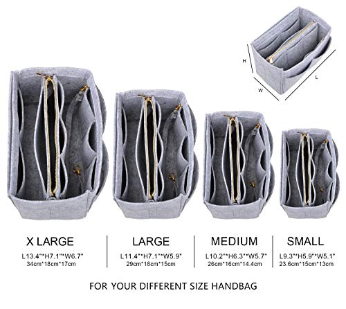 Vercord Felt Organizer Insert For Purse Handbag Tote Bag In Bag Inside Shaper Divider Neo Grey Small - color: A Grey, size: Small