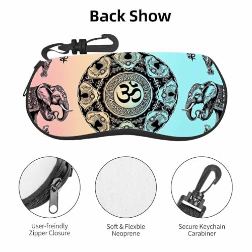 IBILIU Eyeglasses Case Circuit Board Ultra Light Neoprene Sunglasses Case,Soft Reading Glasses Case For Women Men - color: Elephant Mandala