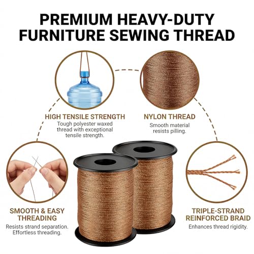 164 Yds Brown Thread Upholstery Thread Bonded Nylon Threads Extra Strong Leather Sewing Threads for Sewing Machines Denim Heavy Fabric DIY Crafts