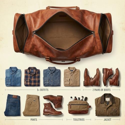Leather Duffle Bag for Men Luggage Handmade Travel Bag Carry On Luggage Weekender Bags Overnight Gym Sports Cabin Holdall Bag For Airplanes Men And Women (28 Inch Brown) - size: 28 inch
