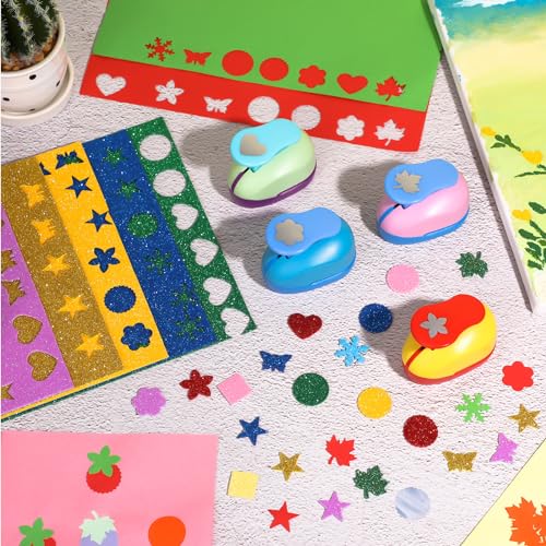 Harloon 15 Pcs Paper Punch Shapes 1 Inch, Hole Puncher for Scrapbooking | Mixed Design Cutters for Card Making, Album Decoration, Teacher Classroom Supplies, Lightweight Crafting Tool
