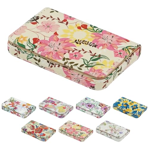 Business Card Holder，PU Leather Business Card Case Color Printing Pattern Card Holder Wallet，Pockets Magnetic Credit Card Holders for Men and Women - Red Yellow Flowers - color: Red Yellow