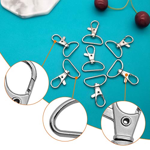 60Pcs Swivel Snap Hooks,Metal Swivel Lanyard Snap Hook for Keychain Lanyard,Crafts Supplies,1” (25 mm) Inside Width - color: Silver