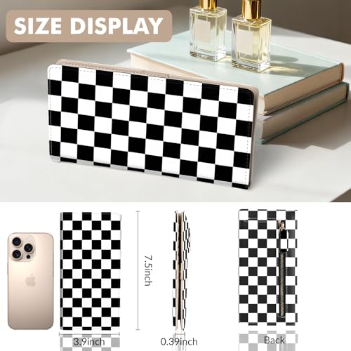 Anikathy Womens Wallet, Rfid Wallets for Women,Slim Thin Credit Card Holder Organizer Purse,PU Leather Cute Long Bifold Clutch Cash Wallet with Zipper Coin Pocket,Ladies Gift,Checkered pattern 1 - color: Checkered pattern 1