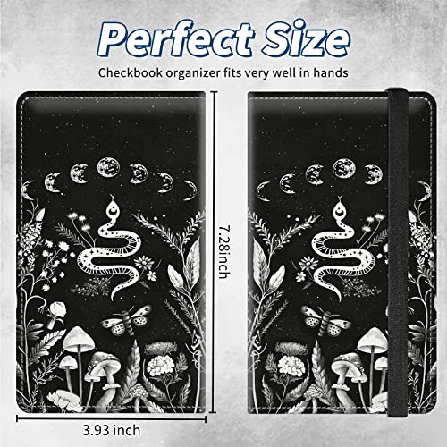 Checkbook Covers for Personal Checkbook Duplicate Checks RFID Blocking Checkbook Cover for Women Men with Elastic Strap Card Slots Pen Holder - Plants and Flowers - color: Plants and Flowers