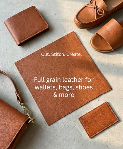 Natural Grain Cow Leathers: 12'' x 12'' Pre-Cut Leather Pieces (Cognac, 1 Piece) - color: Cognac, size: 1 Piece