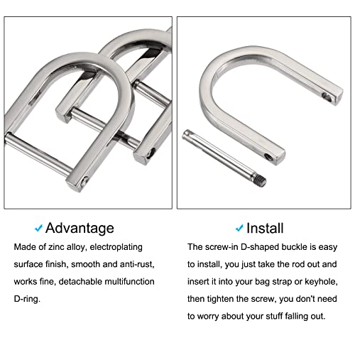 METALLIXITY Metal D Rings Non-welded D-shaped Ring Buckle Hardware DIY Keychains Card Holders Purse - color: Silver Tone, size: 15mm