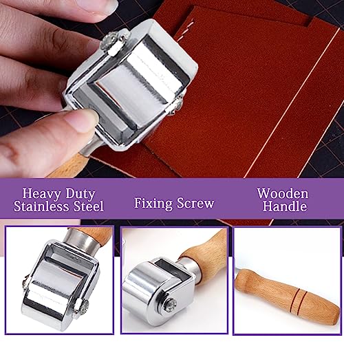 Swpeet 1Pcs 60mm Heavy Duty Leather Press Seam Roller Assortment Kit, Leather Press Laminating Roller Edge Roller Leather Edge Creaser and Smoother Platen Tool for Leather - size: 60mm